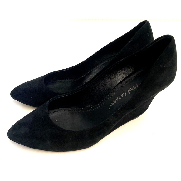 Jean-Michel Cazabat Penny Suede Wedge Heel Pump Point Toe Black 38 - Picture 5 of 7
